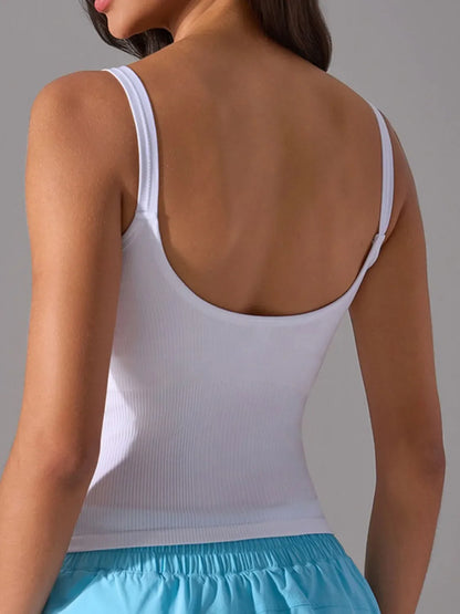 Scoop Neck Active Tank with Detachable Chest Pads
