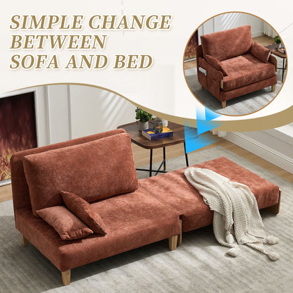 Mid Century Modern Foldable Sofa Bed, 3 In 1 Convertible Sleeper With 3 Pillows