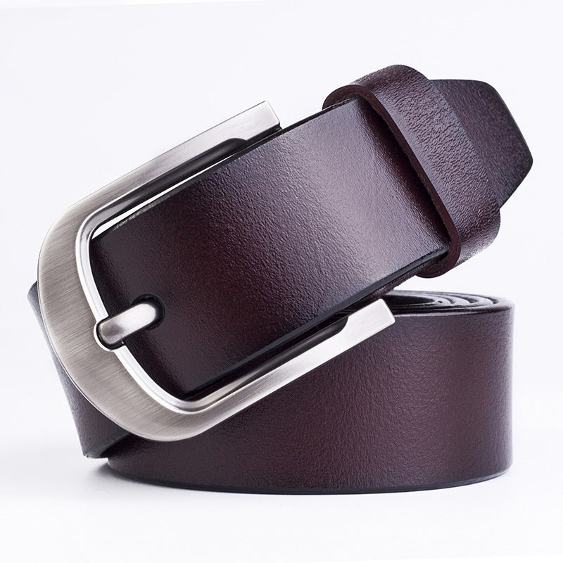 Men's Leather Belt With Pin Buckle, Genuine Leather Men's Waist Belt, Cowhide