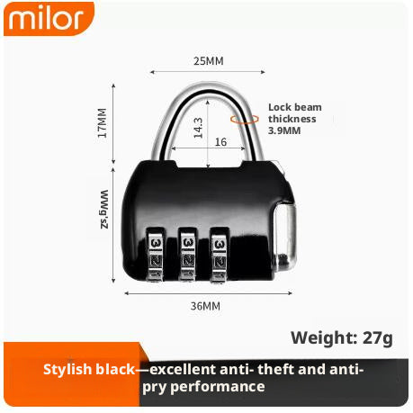 Mechanical combination lock-medium-black