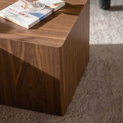 Set of 2 Walnut Cube Nesting Coffee Tables, MDF Wood Grain, Fully Assembled