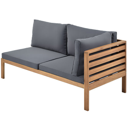 Outdoor Sofa Set Acacia Wood Gray Sectional Japanese Style Water-Resistant