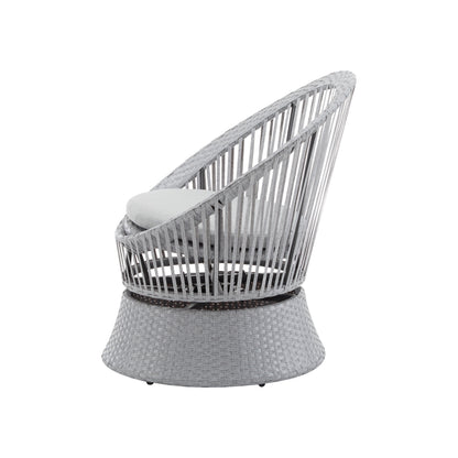 Modern Silver Grey Swivel Wicker Lounge Chair Set with PE Rattan and Iron