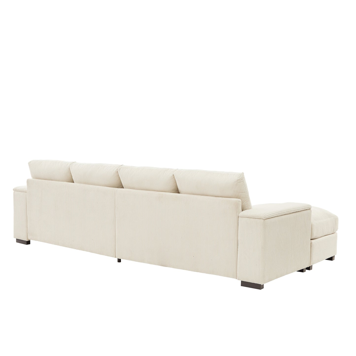 Sectional Sofa U-Shape Corduroy Beige 4 Seat 122 In 2 Ottomans