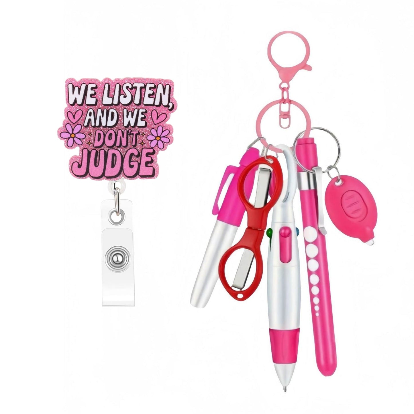 Retractable Nurse Pen Set Keychain With Flashlight