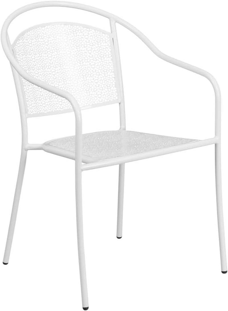 35.5 Square White Outdoor Patio Table Set With 4 Chairs
