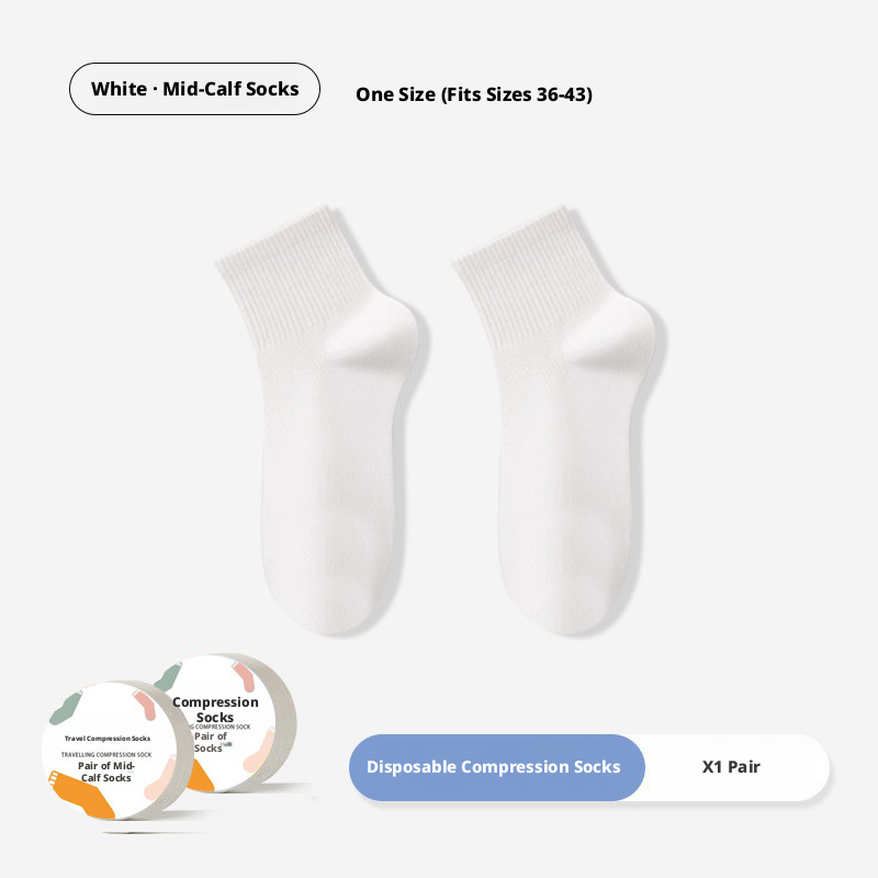 Travel compression socks-medium tube-gray-polyester cotton-1 pair