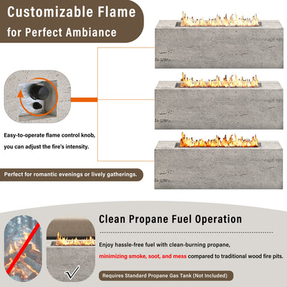 2-Piece Fire Pit Set: 41.9 in Propane Fire Pit 40,000 BTU with Lava Rocks and MGO Tank Cover