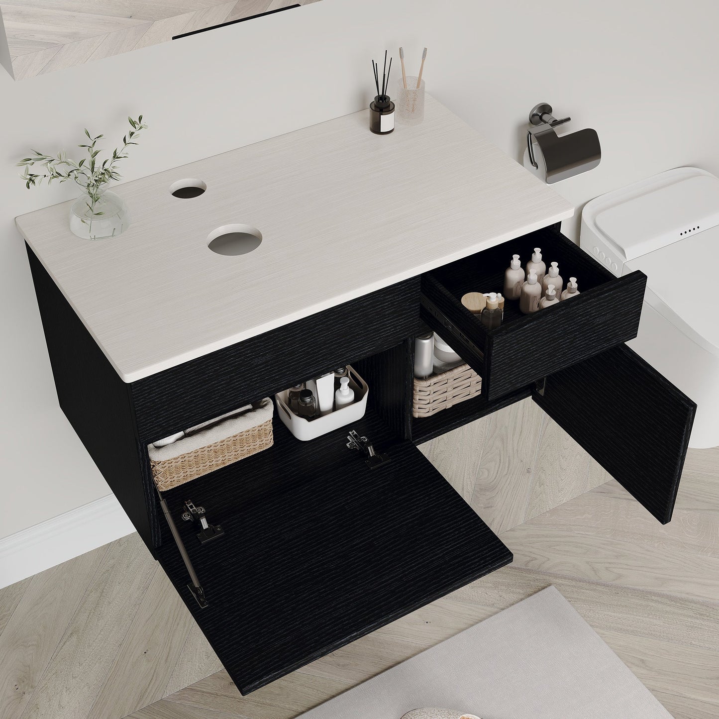 31.5' Modern Wall-Mounted Single Sink Bathroom Vanity Base Only Painted Floating
