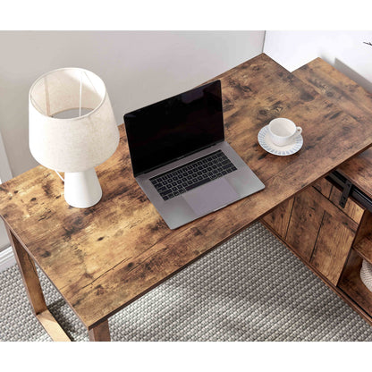 Desk L-shaped Workstation Home Office storage credenza sliding barn door Wood