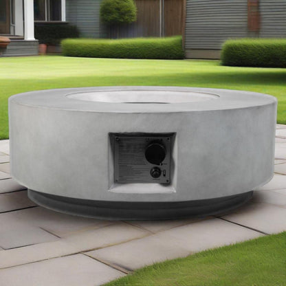 50000 BTU Propane Round Fire Pit 30" Concrete Gray Lava Rocks
