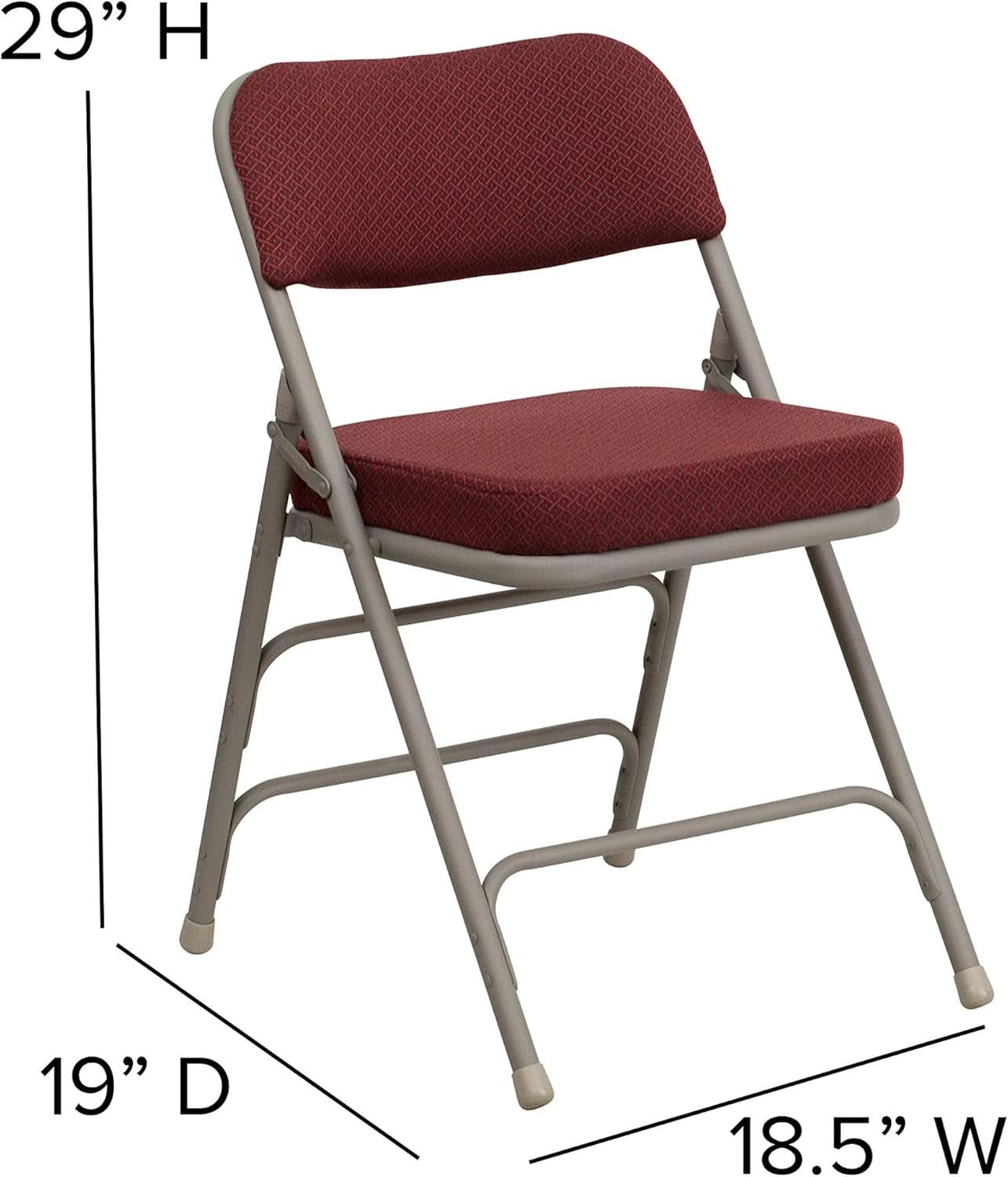 Hercules Folding Chairs Cushioned Burgundy Set of 2
