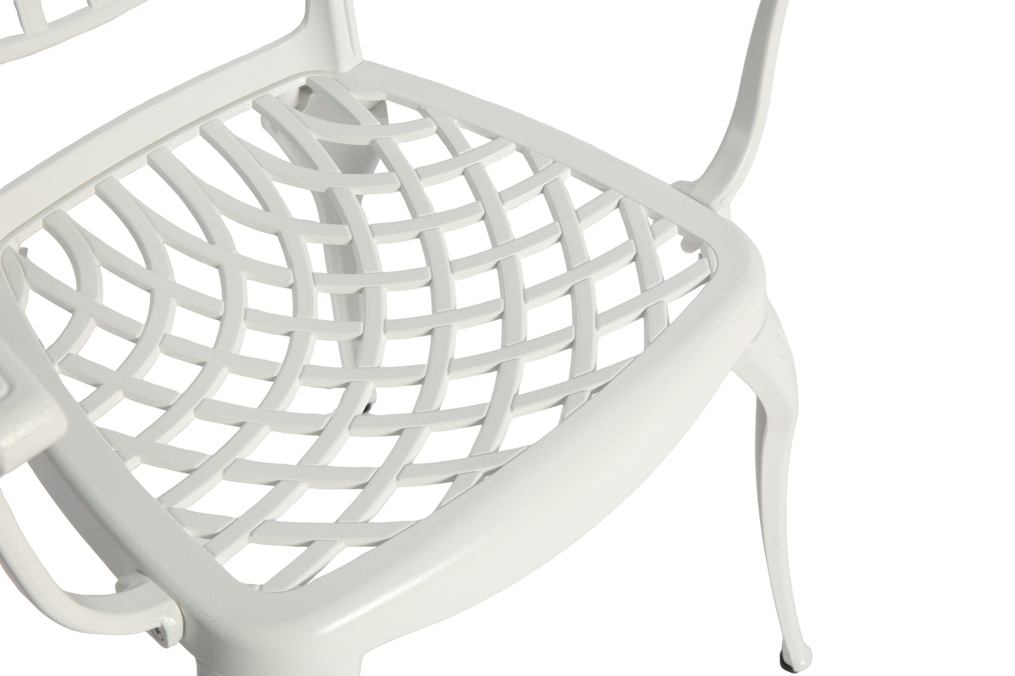 Outdoor Bistro Set Cast Aluminum White 3 Piece Umbrella Hole Cushions