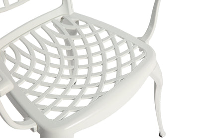 Outdoor Bistro Set Cast Aluminum White 3 Piece Umbrella Hole Cushions
