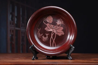 Red Sandalwood “Gold Rice” Bowl – Solid Wood Handicraft Ornament