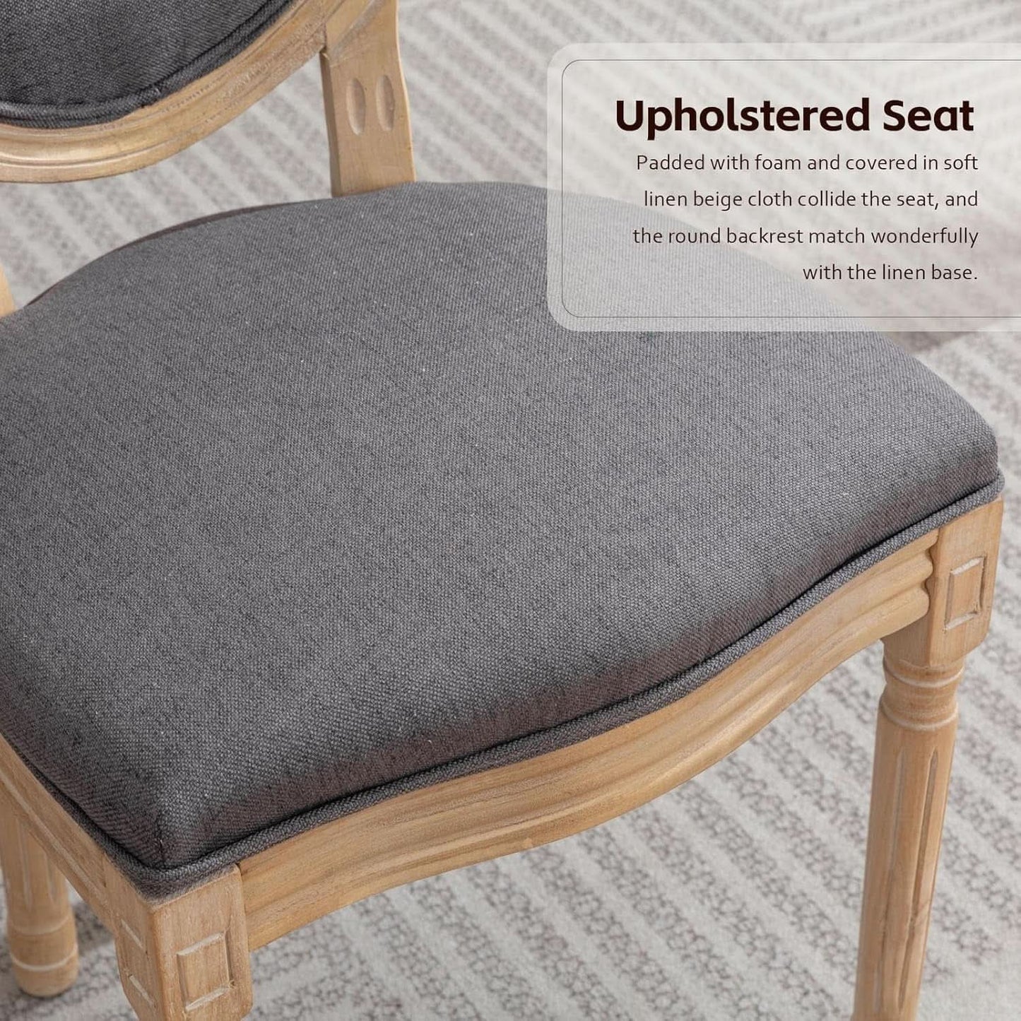 Upholstered Dining Chairs Set Of 6 Grey Fabric Oval Back