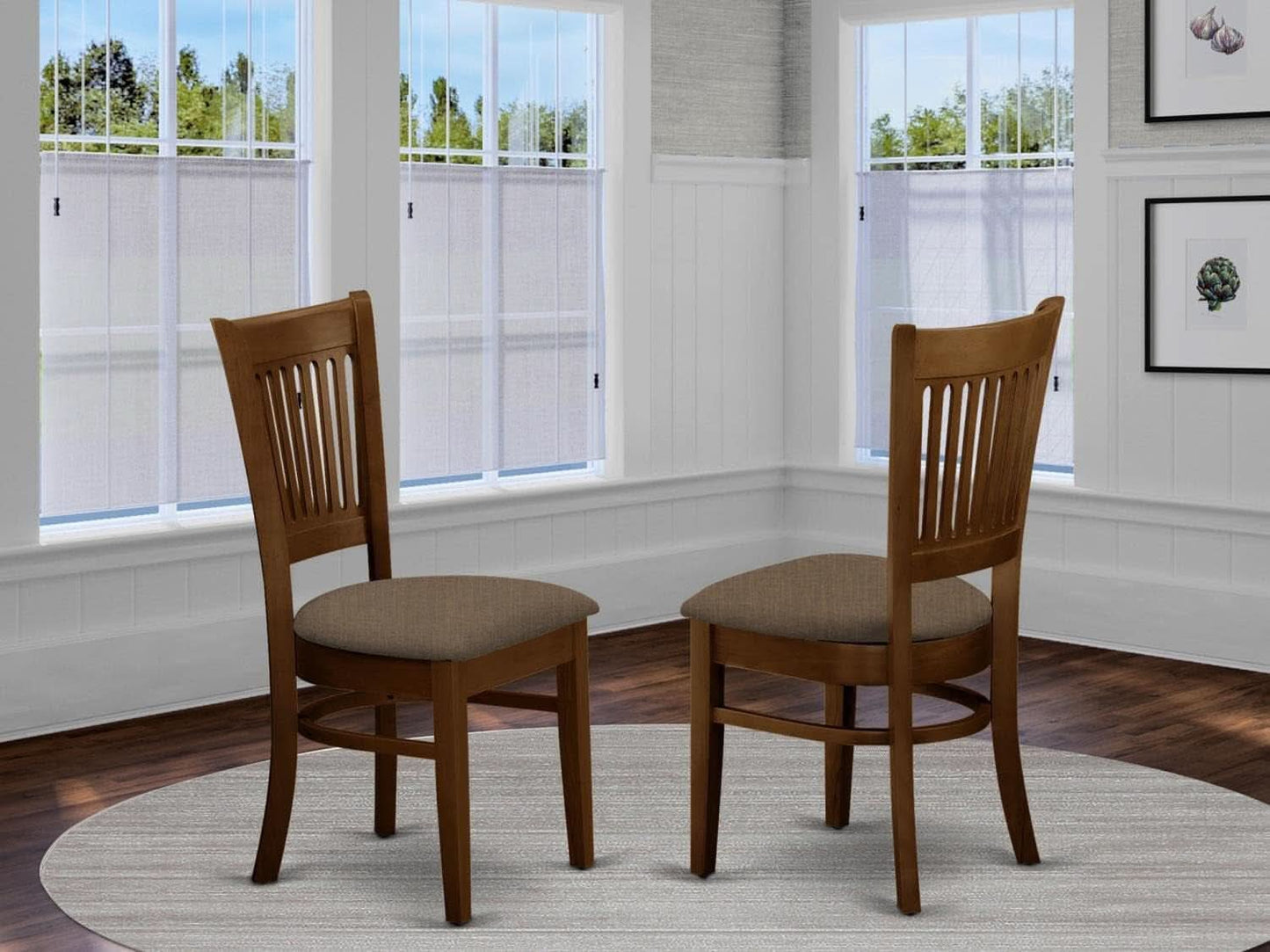 Vancouver Espresso Linen Upholstered Dining Chairs Set of 2