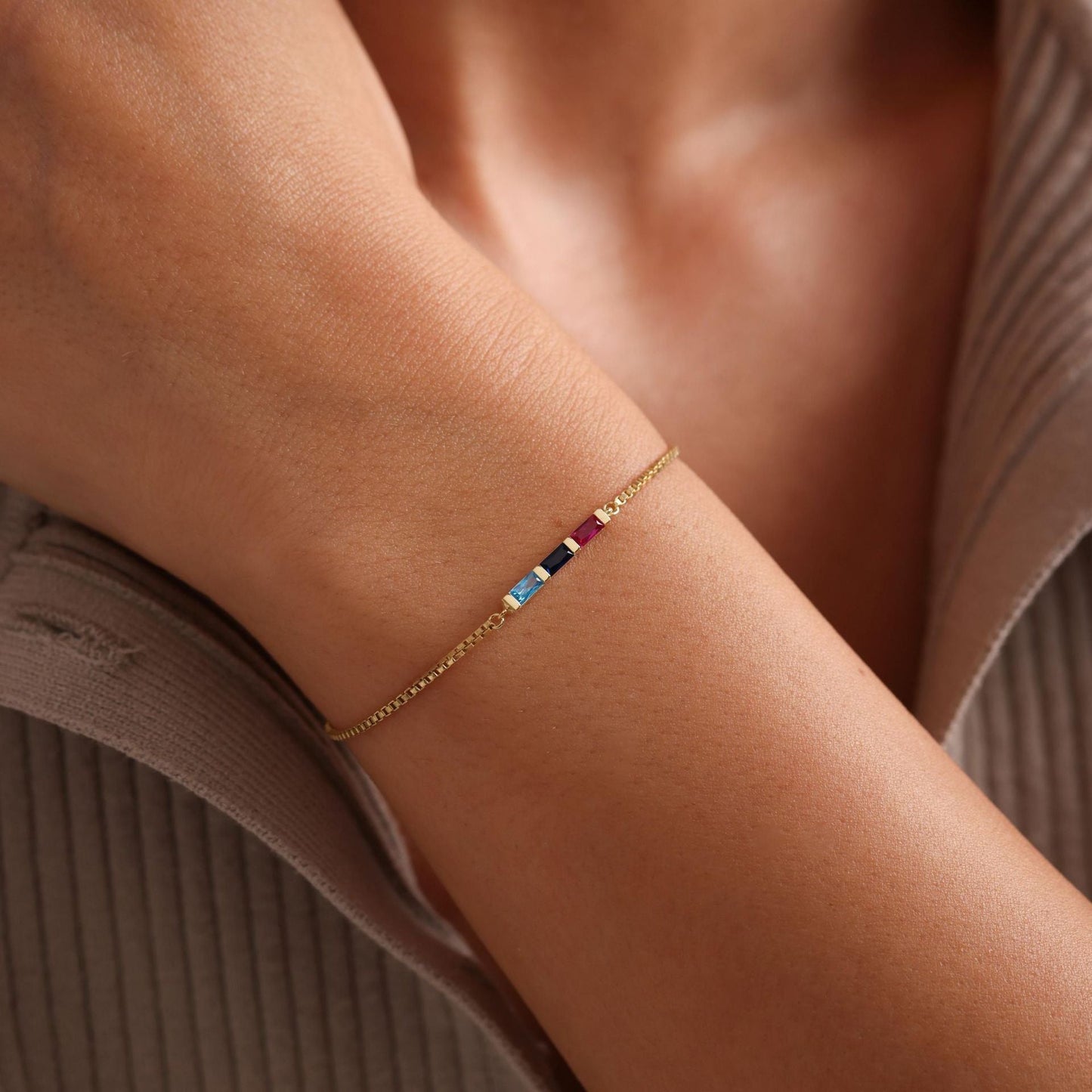 Birthstone Micro-paved Gold-plated Clavicle Necklace