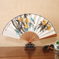 1Pcs Chinese Style Retro Folding Silk Fan Decorative Men Pocket Bamboo Handle Hand Held Fan Party Favors Home Decoration Crafts
