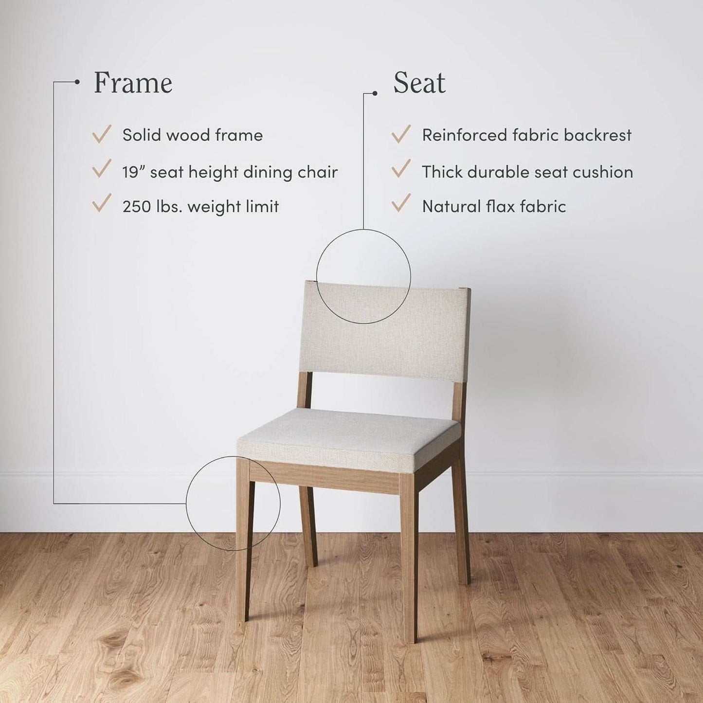 Linus Upholstered Dining Chair With Rubberwood Legs