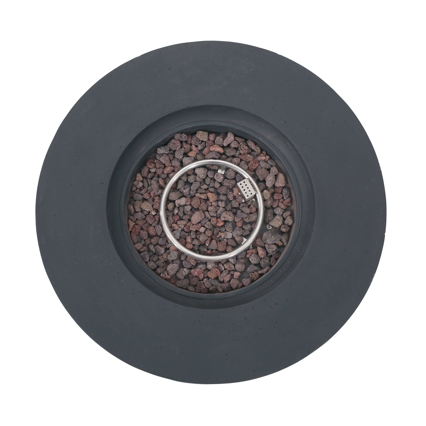 Modern Lightweight Concrete Circular Fire Pit 50000 BTU, Dark Gray