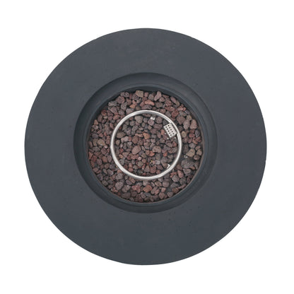 Modern Lightweight Concrete Circular Fire Pit 50000 BTU, Dark Gray
