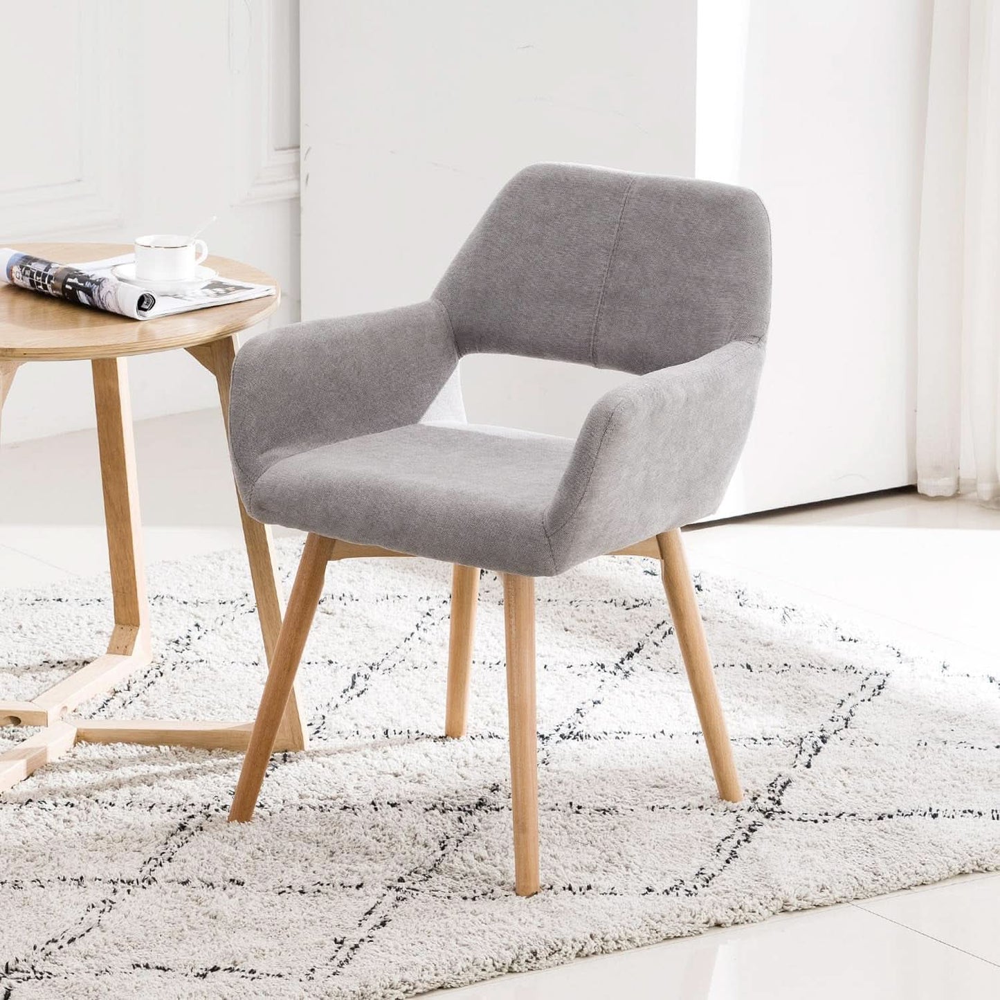 Mid Century Modern Upholstered Accent Chair Gray No Wheels