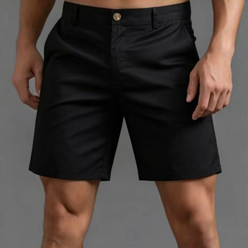 Straight-leg Slim-fit Ice-silk Capri Pants Plus-size Solid-color Mens Wear