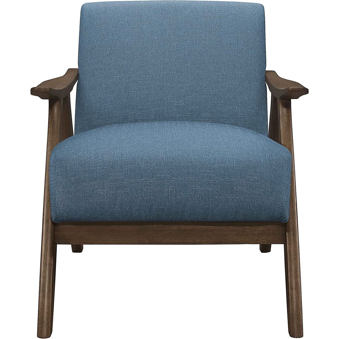Blue Elle Accent Chair With Linen Upholstery Retro Style