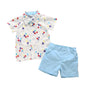 Summer Short-sleeved Cartoon Shirt And Shorts Two-piece Children's Suit