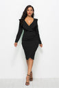 Sexy V-neck Ruffled Long-sleeve Hip Dress Women Girl Fashion