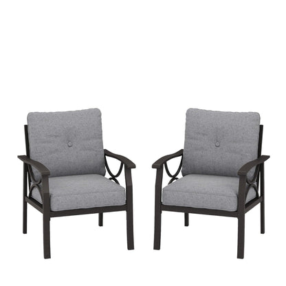 5 Piece Outdoor Patio Set Steel Seats 7 Gray