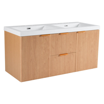 Modern 47.24 Inch Double Sink Bathroom Vanity with SMC Top, MDF Cabinet
