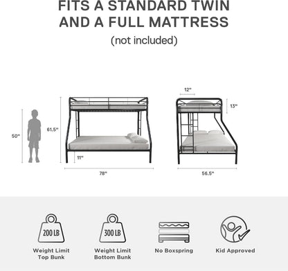 Dusty Metal Bunk Bed Frame Twin Over Full Black Finish