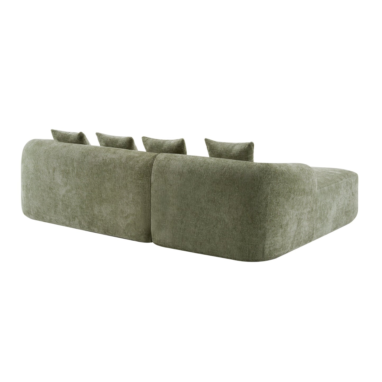 Sectional Sofa L-Shape Chenille Green 4 Seat 104