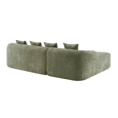 Sectional Sofa L-Shape Chenille Green 4 Seat 104