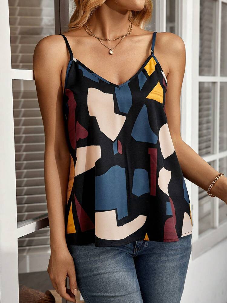 Stylish And Elegant Sleeveless Camisole With A Printed Design