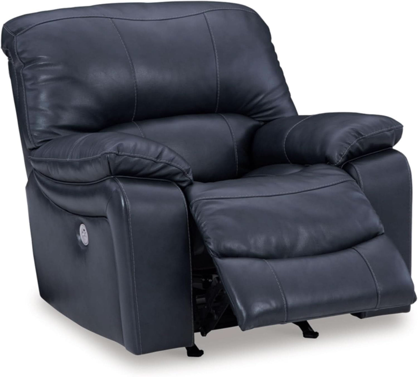 Modern Blue Leather Match Power Rocker Recliner With USB Port
