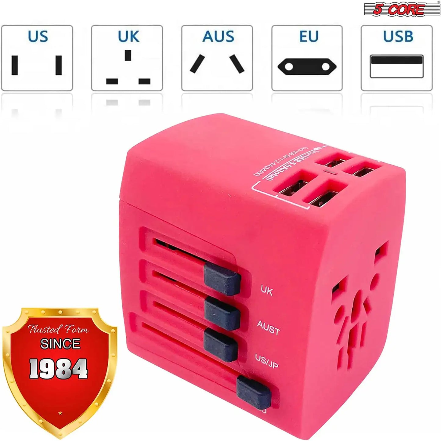 Universal Travel Adapter International Power Adapters 3 Pack Multicharger Plug w 4 USB Ports