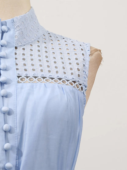 Hollow Out Sleeveless Midi Dress