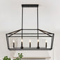 Chandelier Industrial Linear 5-Light Matte Black Metal Pendant 39 In