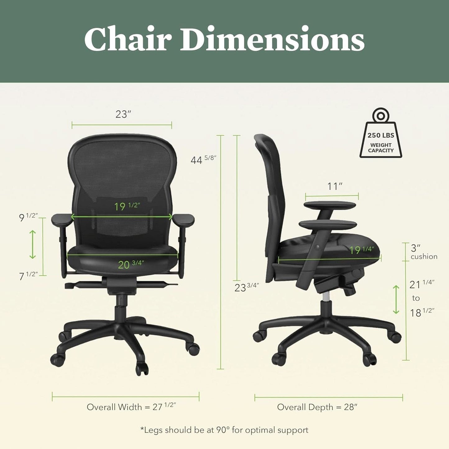 Wave High Back Ergonomic Office Chair Leather Seat