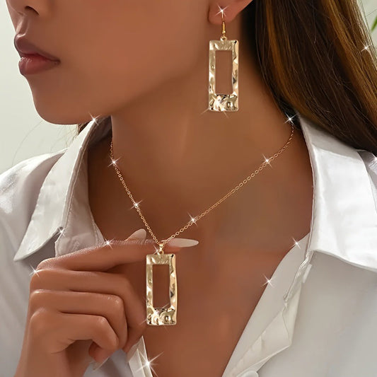 Elegant And Unique Brass Jewelry Set With Zircon Earrings And Necklace