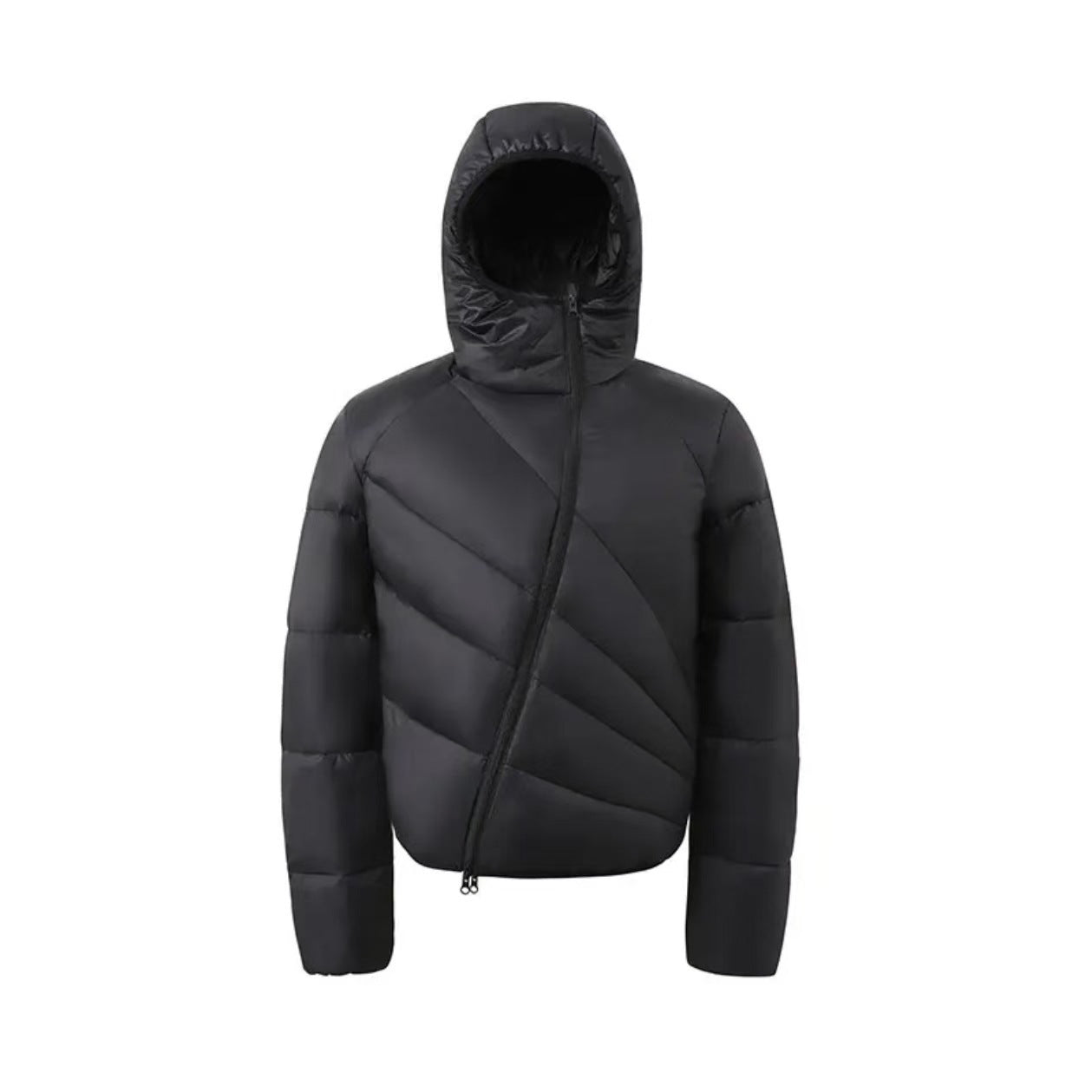 Mens Winter Thickened Warm Loose-Fit Coat With Diagonal Zipper