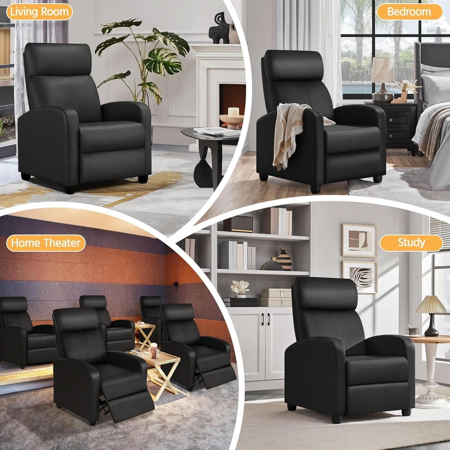 Modern Recliner Sofa With Lumbar Support And Plush Comfort