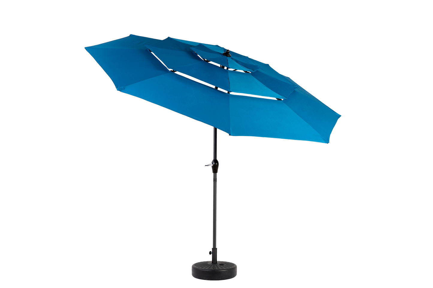 Patio Umbrella Auto Tilt 3 Tier Aluminum Dark Blue 10 Ft Crank