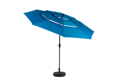 Patio Umbrella Auto Tilt 3 Tier Aluminum Dark Blue 10 Ft Crank