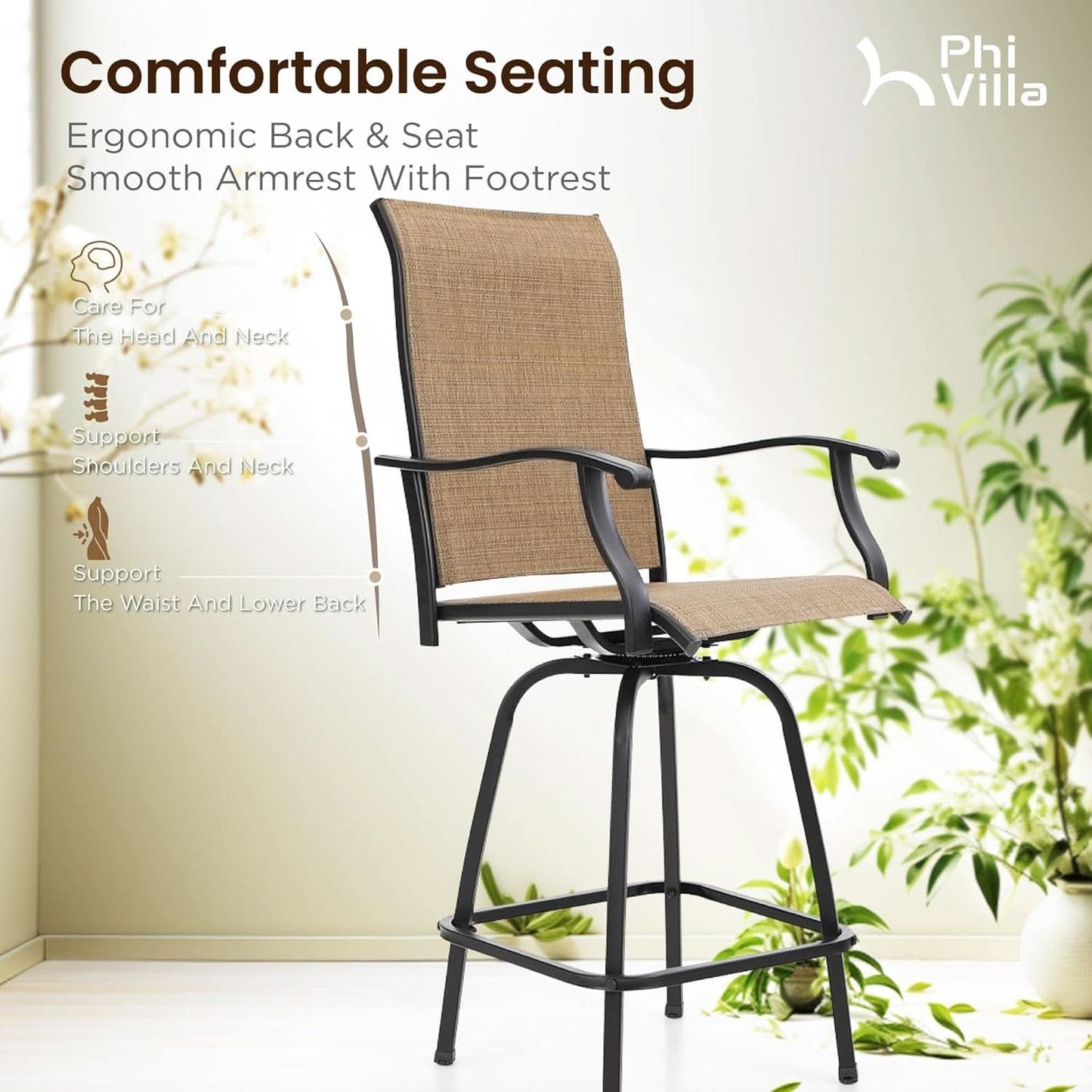 Swivel Outdoor Bar Stools Set of Four Durable Chairs