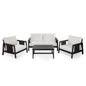 Outdoor Sofa Set Acacia Wood Textilene 4 Piece Gray White Seats 4