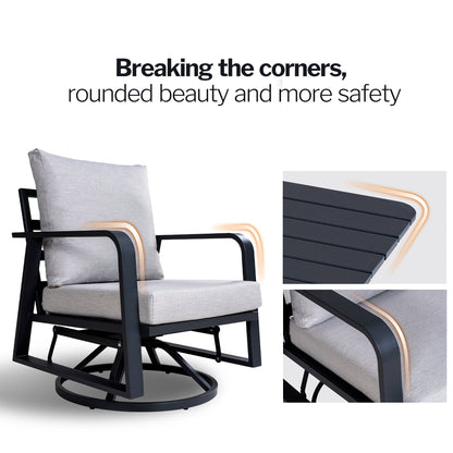 Outdoor Swivel Chair Aluminum Dark Gray Set of 2